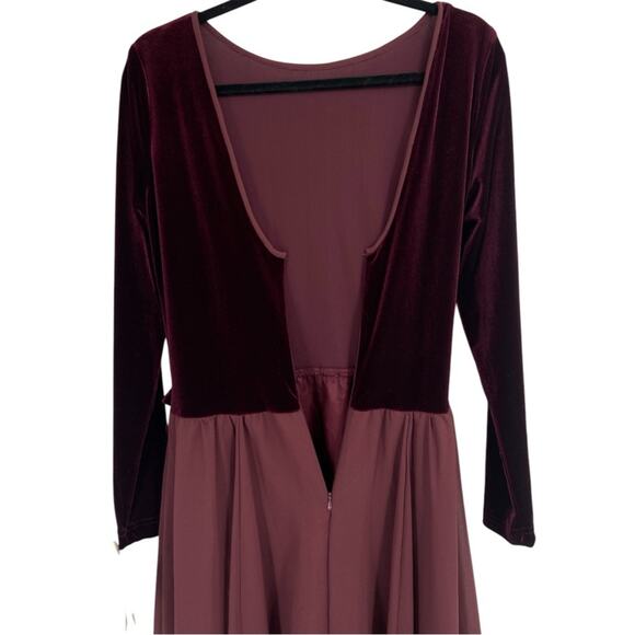 NWT Vintage Jessica McClintock‎ Long Sleeve Velvet Maxi Dress Bridal Size 14 - Picture 4 of 8